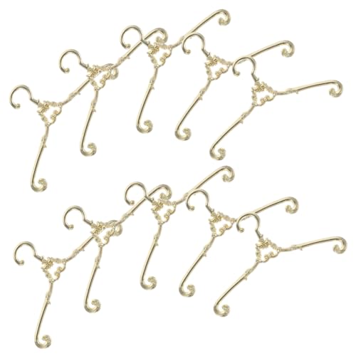 HONITANO 10 Stück Puppenaufhänger Mini Kleiderständer Hängende Kleine Kleiderbügel Puppenkleiderbügel Winzige Hausaufhänger Kleiderbügel Für Puppen Legierung Golden von HONITANO