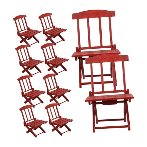 HONITANO 10 Stück Puppenhaus Miniatur Strandstuhl Faltbare Mini Liegestühle aus Robustem Material Realistische Gartenmöbel für Puppenhaus Dekoration und DIY Sommer Szenerien von HONITANO