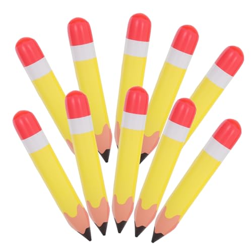 HONITANO 10 Stück Teiliges Aufblasbares Bleistift Deko PVC Gelb Party und Klassenraum Dekoration Lustige Geburtstags und Abschlussfeier Accessoires von HONITANO