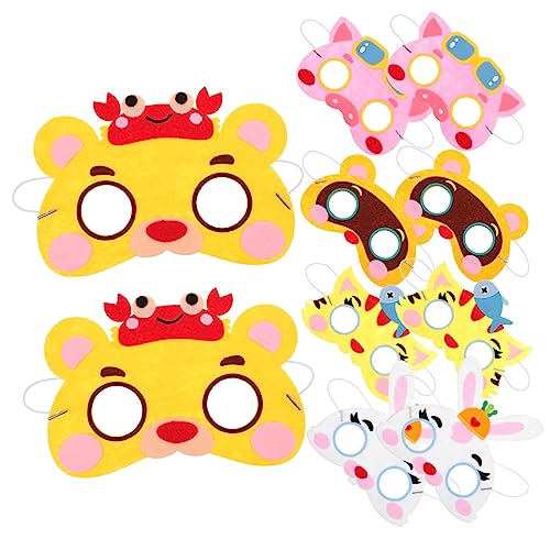 HONITANO 10 Stück Teiliges Bunte Tiermasken aus Hochwertigem Vliesstoff Kindgerechte Cosplay und Partymasken für Kindergeburtstag Halloween Karneval Bühnenauftritte und Fasching Katzen von HONITANO