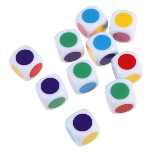 HONITANO 10 Stück Teiliges Farbig Bedrucktes Würfelset aus Acryl Sechseitige Lernwürfel für Leichte Kleine Würfel für Farb und Zähltraining Pädagogisches für Vorschule und Unterricht von HONITANO