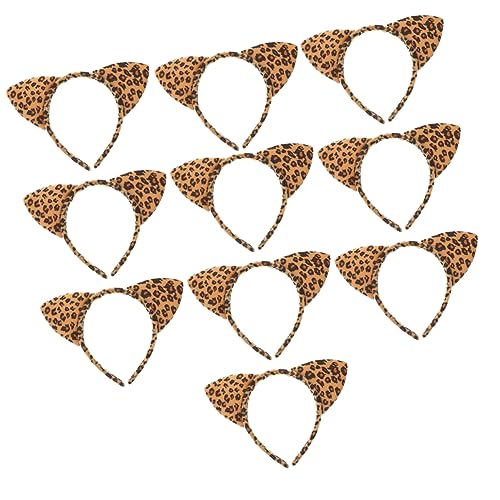 HONITANO Katzenohren Stirnband Leopard Muster Cosplay Zubehör Damen 10 Stücke für Partys und Halloween von HONITANO
