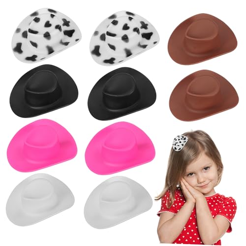 HONITANO 10 Stück Teiliges Mini Cowgirl Hut mit Alligator Haarclips Leichte Farbige Kleine Cowboy Hüte für Mädchen Vielseitig Einsetzbare Haarklammern für Partys und Kostüme von HONITANO