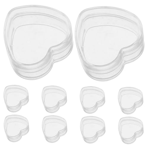 HONITANO 10 Stück Teiliges Mini Klare Herzform Aufbewahrungsboxen Transparente Schmuckboxen mit Sichtfenster Miniatur DIY Zubehör für Puppenhaus und Kleinteile Sortierung von HONITANO
