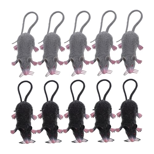 HONITANO 10 Stück Teiliges Realistisches Halloween Rattenmodell Gruselige Ratten Figuren Wiederverwendbare Streiche Deko für Halloween Party Kleine Dekorative Spielzeuge von HONITANO