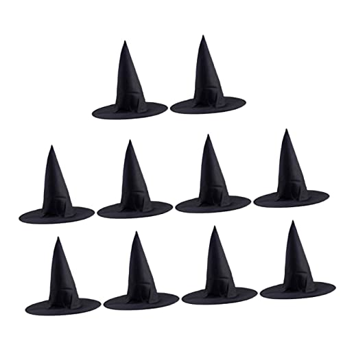 HONITANO 10 Stück Teiliges Schwarze Hexenhüte Halloween Kostüm Zubehör Spitzes Design Party Dekoration Vielseitig Verwendbar für Erwachsene und Foto Requisiten von HONITANO