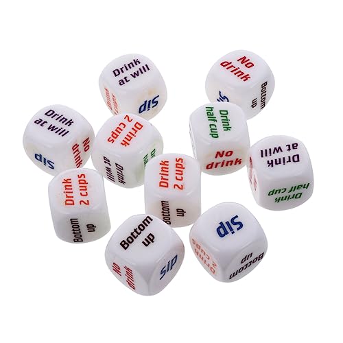 HONITANO 10 Stück Teiliges Trinkspiel Würfel Weiß mit Abgerundeten Ecken Kreative Drinking Dice für Bar Ktv Club Party Unterhaltungsspiel für Männer und Frauen von HONITANO