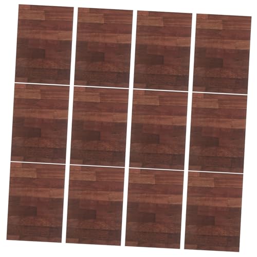 HONITANO 12 Stück Maßstab Holzoptik Tapete Langlebige Abziehbare Miniatur Fußbodenplatten für Kreative DIY Puppenhaus Dekoration von HONITANO