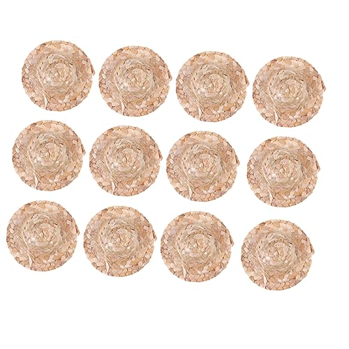 HONITANO 12 Stück Puppenmütze Weiden Zubehör Für Babypuppen Dekoration Miniatur Klein Stroh Unser Gewebte Hüte Hölzern HONITANO 12 Stück Puppenmütze Weiden Zubehör Für Babypuppen Dekoration Miniatur Klein Stroh Unser Gewebte Hüte Hölzern von HONITANO