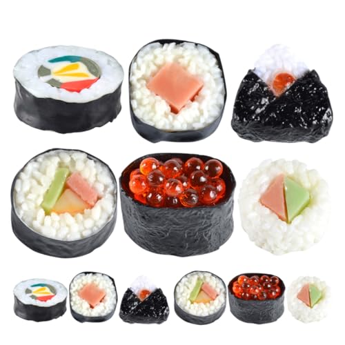 HONITANO 12 Stück Realistisches Sushi Modell Teilig Simulation Japanischer Nori Sushi Figuren für Dekoration Fotografie Prop Food Küchen Rollenspiel von HONITANO