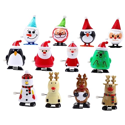 HONITANO 12 Stück Teiliges Aufziehspielzeug Set Weihnachtsmann Mini Wind Up Toys ohne Batterie Lustige Weihnachtsdeko Xmas Party Geschenkspaß von HONITANO