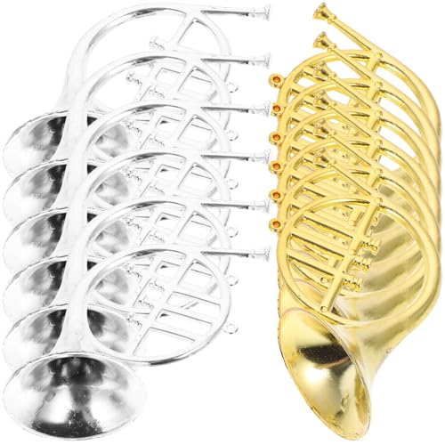 HONITANO 12 Stück Teiliges Mini Französisches Horn Kleine Instrumentenanhänger Weihnachtsdeko Basteln Deko für Kränze DIY Party Festliche Schmuckstücke in Gold und Silber HONITANO 12 Stück Teiliges Mini Französisches Horn Kleine Instrumentenanhänger Weihnachtsdeko Basteln Deko für Kränze DIY Party Festliche Schmuckstücke in Gold und Silber von HONITANO