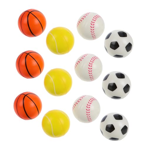 HONITANO 12 Stück Teiliges Mini Schaumstoff Basketball Weiche PU Stressbälle Kompakt und Tragbar Vielseitig als Partygeschenk und Sportspielzeug für Basketball Fußball und Baseball Designs von HONITANO