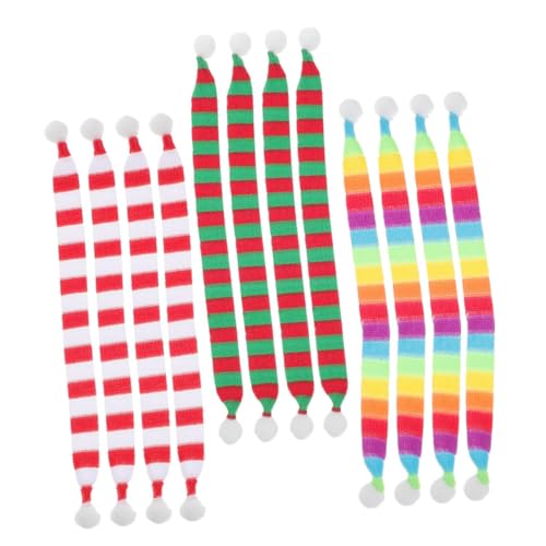 HONITANO 12 Stück Teiliges Mini weihnachtsschals aus Weichem Strickstoff Flexible und Langlebige DIY Puppenzubehör Kawaii Design in Festlichen Farben Weihnachtsdeko für Wiederverwendbar von HONITANO