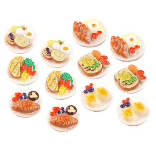 HONITANO 12 Stück Teiliges Miniatur Dessert Modell aus Resin Realistische Kleine Lebensmittel Puppenhaus Deko Langlebig Farbecht für Puppenhaus Küche und Miniaturszenen von HONITANO