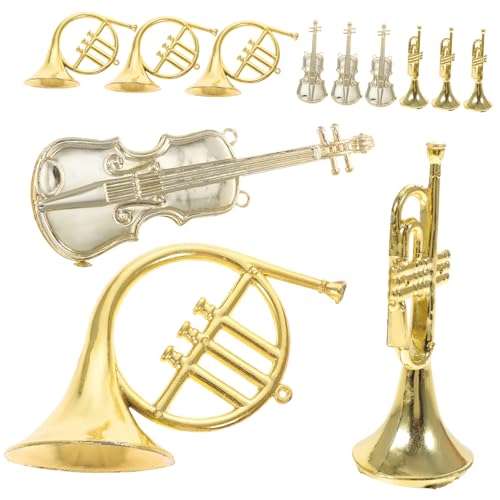 HONITANO 12 Stück Teiliges Miniatur Violinenspielzeug Musikinstrument Weihnachtsbaumschmuck Bastelset für Weihnachtsdeko Wand und Partyornamente mit Geraden und Gebogenen Hörnern Goldfarben HONITANO 12 Stück Teiliges Miniatur Violinenspielzeug Musikinstrument Weihnachtsbaumschmuck Bastelset für Weihnachtsdeko Wand und Partyornamente mit Geraden und Gebogenen Hörnern Goldfarben von HONITANO