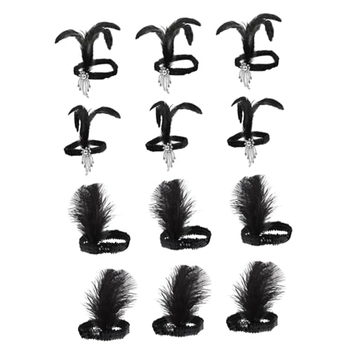 HONITANO 12 Stück Teiliges Pailletten Headpieces mit Perlen und Federn Leichtes Flexibles Haarband für Party Abschlussball und Festliche Anlässe Komfortabel und Langlebig von HONITANO