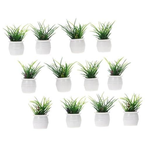 HONITANO 12 Stück kleine Topfpflanzenornamente künstlich Eukalyptus Fee Blumen Strauß mikrolandschaft puppenhauszubehör Puppenhaus-Topfpflanze winzige Miniatur-Topfpflanzen Harz von HONITANO