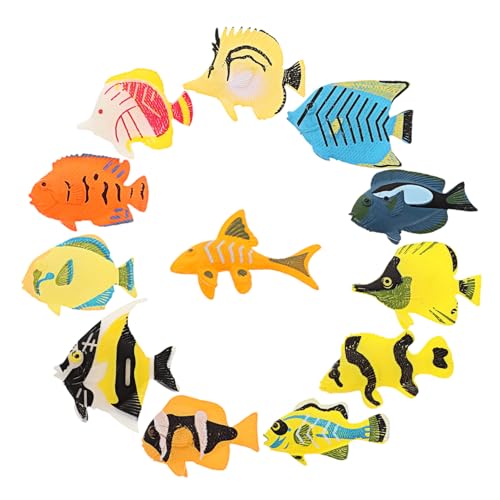 HONITANO 12-teiliges Set Tropisches Fisch Modell Für Meerestiere Ozeantierspielzeug Kleine Tierfiguren Gefälschter Fisch Meerestierfiguren Fisch Figur Kleines Fischspielzeug Abs von HONITANO