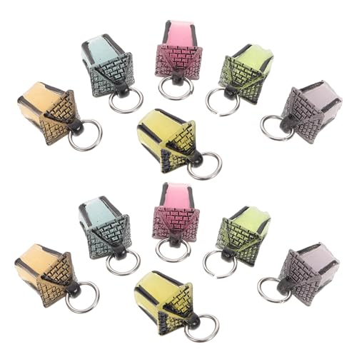 HONITANO 12pcs Kleine Luminöse Laternendekoration DIY Crafts Layout Szene Harzhandwerk Laternenfotografie Requisiten Dekorative Accessoires in Der Dunklen Laternenzauber von HONITANO