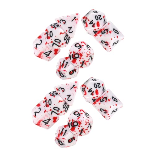 HONITANO 14 Stück Blutbespritztes Teiliges Tragbares Würfelset mit Unregelmäßigen Polyeder Würfeln für Halloween Party Leicht Klein für Rollenspiele Familienfeiern und Bar Dekoration von HONITANO