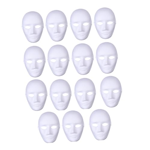 HONITANO 15 Stück Teiliges Halloween Kostümmasken aus Weißem Papierpulp DIY Vollgesichts Maskerade mit Elastischem Band Atmungsaktiv Unisex für Party Cosplay Hip Hop Tanz und Karneval HONITANO 15 Stück Teiliges Halloween Kostümmasken aus Weißem Papierpulp DIY Vollgesichts Maskerade mit Elastischem Band Atmungsaktiv Unisex für Party Cosplay Hip Hop Tanz und Karneval von HONITANO
