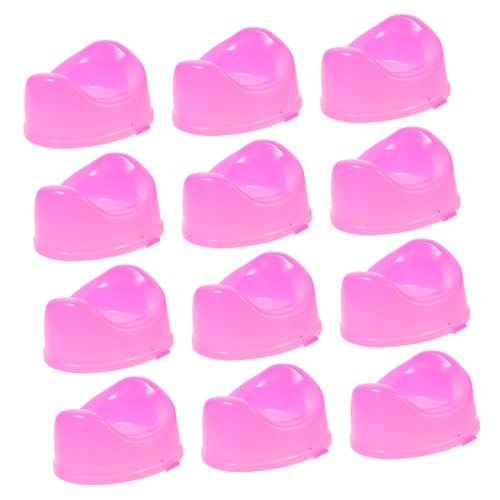 HONITANO 16 Stück Puppentoilette Puppenhaus Zubehör Puppenbadezimmermöbel Lätzchen Für Babypuppen Puppenhaus Toilette Mini-schmuck-badezimmermöbel Toilette Für Minihaus Rosa Plastik von HONITANO