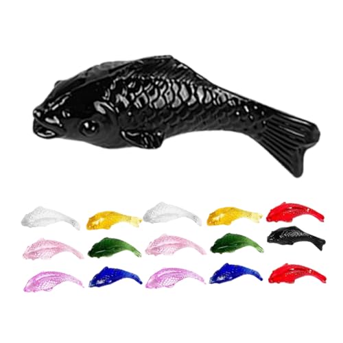 HONITANO 16 Stück Teiliges Miniatur Kristall Fischfiguren Realistische Goldfisch Modelle aus Resin Bunte Aquarium und Dekoration für Teich Büro und Partygestaltung von HONITANO