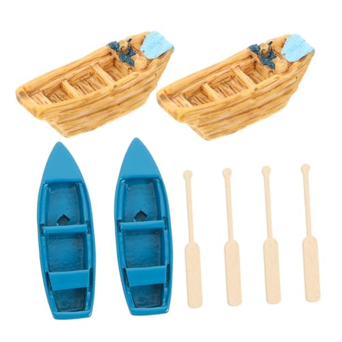 HONITANO 1Satz Boot Dekorationsset Aus Stabilem Material Teilig Für DIY Mikrolandschaften Und Stranddeko Blauen Booten Und Paddeln Für Kreative Projekte von HONITANO
