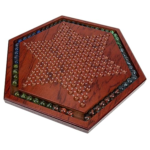 HONITANO 1Satz Hexagon Checkers Brettspiel aus Naturholz für Spieler Pädagogisches Gesellschaftsspiel für Erwachsene Koordination von HONITANO