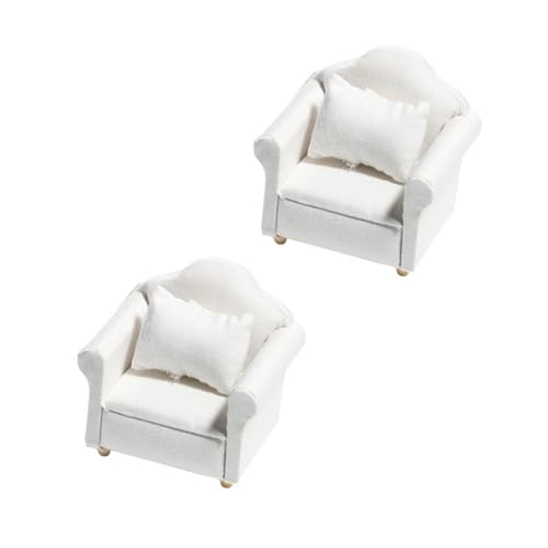 HONITANO 1Satz Miniatursofa Mit Kissen Teiliges Puppenhaus Möbel Weißes Holzsofa Für Mini Dekoration Und Fotostütze Exquisite Puppenstubenmöbel von HONITANO