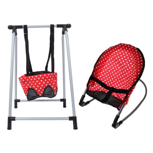 HONITANO 1Set Puppenzubehör Autositz Babypuppe Babyspielzeug Babytrage Für Puppen Puppenautositz Kinderwagen Für Puppen Babyzubehör Für Puppen Puppenschaukel Rot Kunststoff von HONITANO