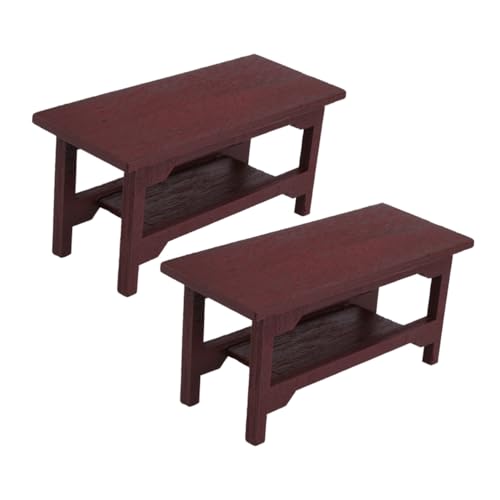 HONITANO 2 STÜCK Miniatur Holz Schreibtisch Chinesischer Stil DIY Puppenhaus Möbel Kreatives Mikro Zimmer Dekoration Langlebiges Material für Schlafzimmer Wohnzimmer Bastelprojekte Foto von HONITANO