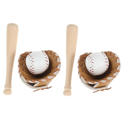 HONITANO 2 Sätze Baseball-mini-Dekorationen Fänger Schläger Miniatur-sportartikel DIY -versorgung Mini Baseball Mini-Baseball-kit Miniaturen Zum Basteln Rollenspielzubehör Holz von HONITANO