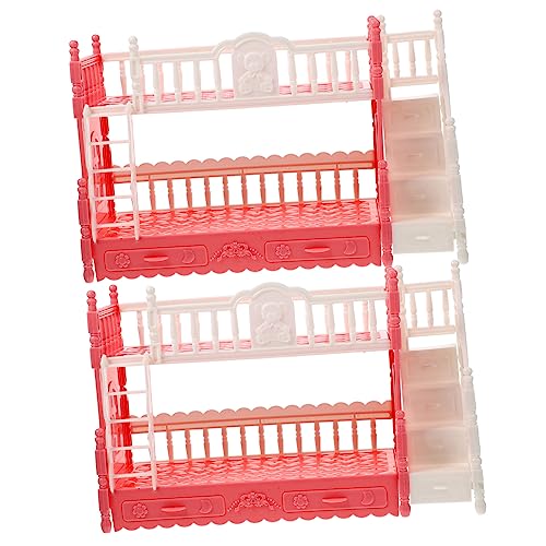 HONITANO 2 Sätze Etagenbett Für Puppen Mini-etagenbett Dekoratives Mini-hausbett Mini-puppenset Mit Etagenbett Miniatur-etagenbettmodell Puppenhaus Mit Minibett Puppenbett Plastik von HONITANO