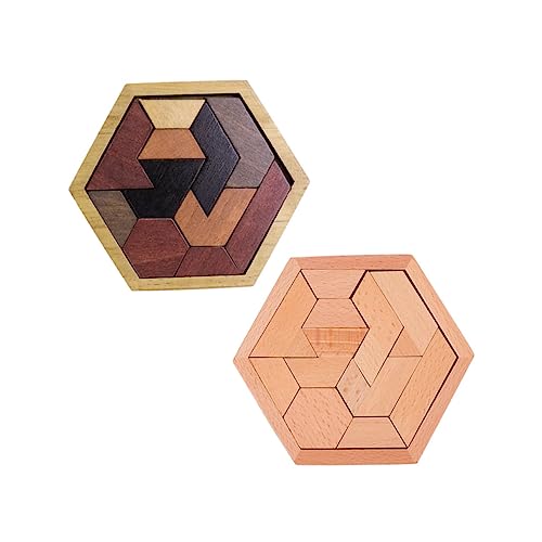 HONITANO 2 Sätze Holz Hexagon Puzzle Lernspielzeug aus Sicherem Holz mit Glatter Oberfläche Fördert Hand Auge koordination Kreatives Geometrisches Spiel für Junge Mädchen Pädagogisch und von HONITANO