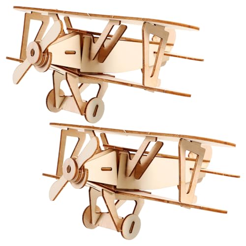 HONITANO 2 Sätze Holzpuzzle Flugzeugmodell DIY Bausatz aus Robustem Holz Kompakte Dekoratives Lernspielzeug für Erwachsene und Geschenk für Puzzle Modellbaufans von HONITANO