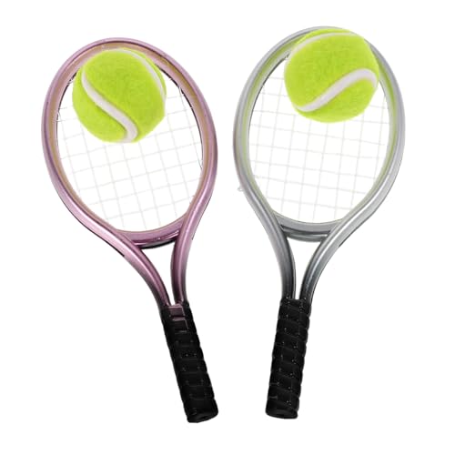 HONITANO 2 Sätze Miniatur Tennisracket Set Kompakt und Leicht Dekoratives Sportzubehör für Puppenhäuser Tragbar für Outdoor Spiel für Jugend und Kreative Spielszenen von HONITANO