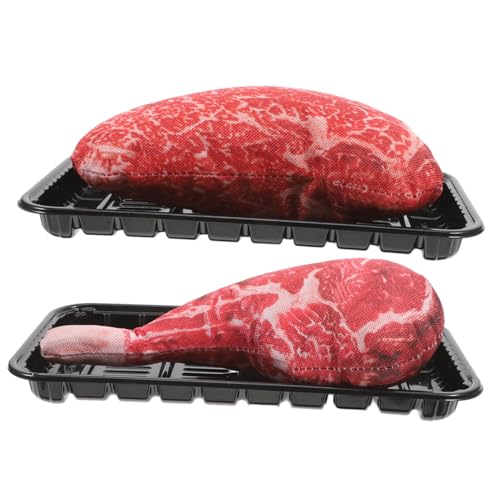 HONITANO 2 Sätze Realistische Steak Deko Gefälschtes Rindfleisch Modell Lifelike Simulation für Küchen und Partydisplay Fotorequisiten Detaillierte Handarbeit für Authentische Fleischoptik von HONITANO