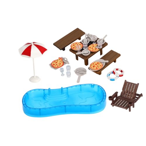 HONITANO Puppenhaus Pool Strand Set Miniatur Wohnkultur Puppenhaus Kit Für Jungen Und Mädchen Spielzimmer von HONITANO