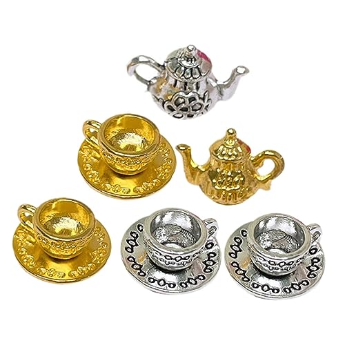 HONITANO 2 Sets Tiny House Zubehör Kaffeekanne Mini Küchenzubehör Miniaturutensilien Küche Rollenspiel Puppenhaus Miniaturen Miniatur Dinge Küchenspielset Rollenspielzeug Metall von HONITANO