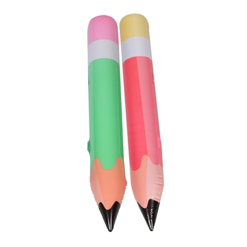 HONITANO 2 Stück Aufblasbare Bleistift Requisiten aus PVC Teiliges Riesige Bunte Dekoration für Schulanfang Party Deko Grün und Rot Leichtes und Langlebiges für Klassenzimmer und von HONITANO