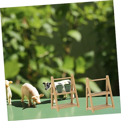HONITANO 2 Stück Dollhouse Miniatur Holzregal Teilig Dekoratives Puppenhaus Zubehör Doppellagiges Brotregal Modell für Basteln und Miniaturmöbel Sammler von HONITANO