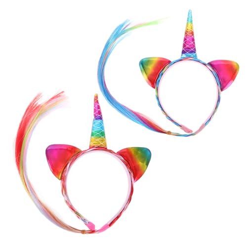 HONITANO 2 Stück Einhorn Stirnband Einhorn Kostüm Zubehör für Mädchen Party Halloween Haarreif für Karneval Geburtstagsfeier von HONITANO