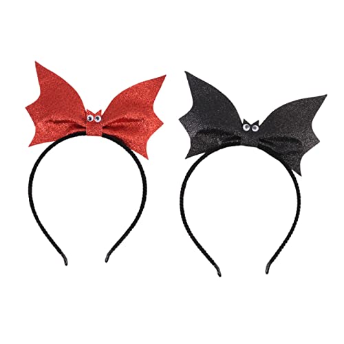 HONITANO 2 Stück Halloween Fledermaus Haarreifen mit Glitzereffekt Langlebiger Kopfschmuck für Halloween Karneval Cosplay Fotografie und Partyaccessoire in Schwarz und Rot HONITANO 2 Stück Halloween Fledermaus Haarreifen mit Glitzereffekt Langlebiger Kopfschmuck für Halloween Karneval Cosplay Fotografie und Partyaccessoire in Schwarz und Rot von HONITANO