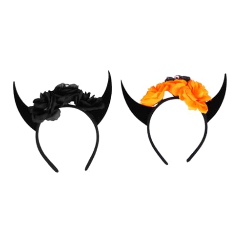 HONITANO 2 Stück Halloween Haarreif mit Schwarzen und Orangen Teufelshörnern Stoff Horn Haarband mit Schädel und Blumenmotiv Bequemer Kopfschmuck für Kostüm Party und Halloween Feier HONITANO 2 Stück Halloween Haarreif mit Schwarzen und Orangen Teufelshörnern Stoff Horn Haarband mit Schädel und Blumenmotiv Bequemer Kopfschmuck für Kostüm Party und Halloween Feier von HONITANO