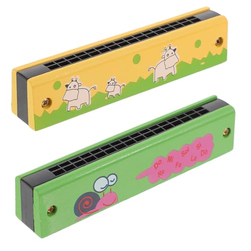 HONITANO 2 Stück Holz Mundharmonika mit Buntem Cartoon Design Kindgerechte Sicherer Holzbau Spielerisches Musikinstrument für Anfänger und Junge Musiker HONITANO 2 Stück Holz Mundharmonika mit Buntem Cartoon Design Kindgerechte Sicherer Holzbau Spielerisches Musikinstrument für Anfänger und Junge Musiker von HONITANO