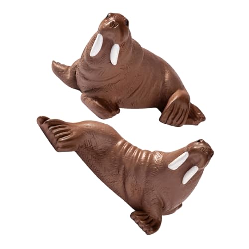 HONITANO 2 Stück Kleine Landschaftsornamente Walross Thematisiert Mikro Kleine Meerestierfiguren Miniatur Simulation Strand Realistisch Winzig Küsten Schmücken Light Brown Harz von HONITANO