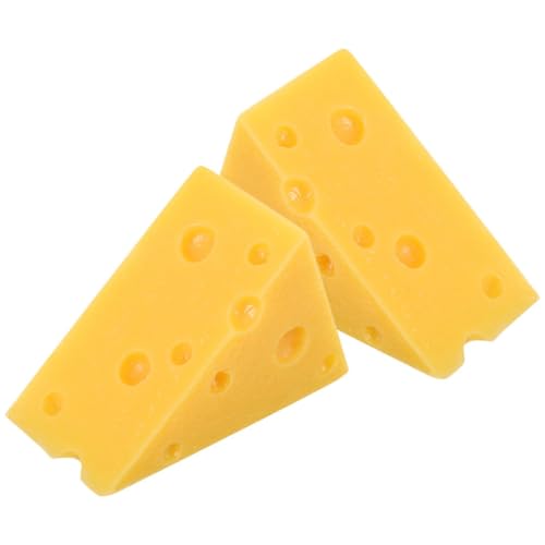 HONITANO 2 Stück Künstliches Käsemodell aus Langlebigem Harz Realistische Dreieckige Käse deko für Bäckereien Partys und Hausdekoration Verblasst Nicht Detailgetreu und Bruchfest von HONITANO