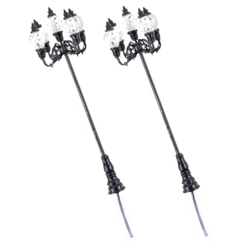 HONITANO 2 Stück Maßstab LED Straßenlampen Modell für Puppenhaus Sandtisch Dekoration DIY Miniatur Haus Zubehör Warmweißes Licht von HONITANO